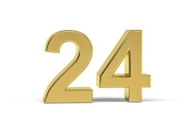Beyaz arkaplanda izole edilmiş 24 numaralı altın 3d - 3d oluşturma