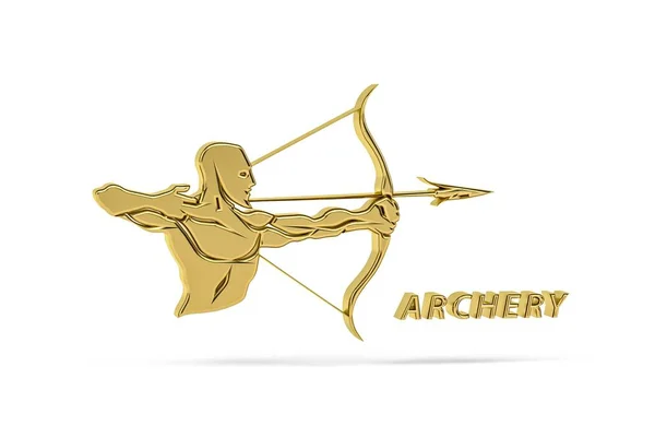 Golden Archery Bow Icon Isolated White Background Render — Stock Photo, Image