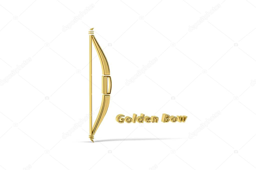 Golden 3d archery bow icon isolated on white background - 3d render