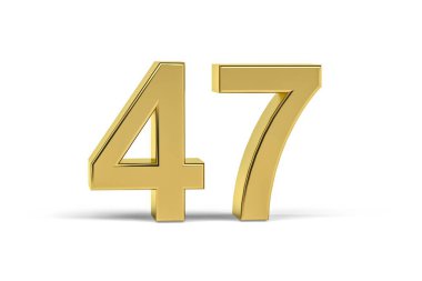 Beyaz arkaplanda izole edilmiş 47 numaralı altın 3d - 3D görüntüleme