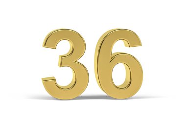 Beyaz arkaplanda 36 numaralı altın 3d izole edilmiş - 3D görüntüleme