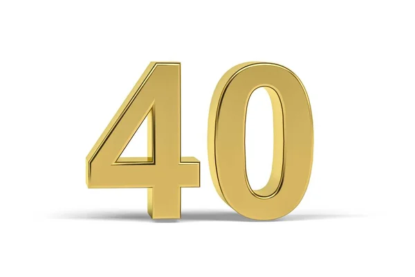 Beyaz zemin üzerinde izole edilmiş 40 numaralı altın 3d - 3d oluşturma