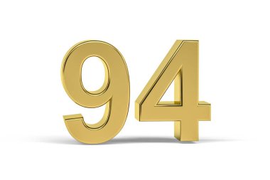Beyaz arkaplanda 94 numaralı altın 3d - 3D görüntüleme
