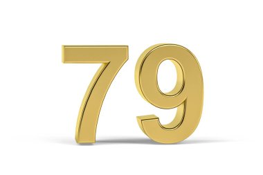 Beyaz zemin üzerinde izole edilmiş 79 numaralı altın 3d - 3D görüntüleme