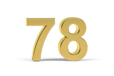 Beyaz arkaplanda 78 numaralı altın 3d - 3D görüntüleme