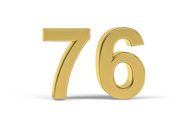 Beyaz arkaplanda izole edilmiş 76 numaralı altın 3d - 3D görüntüleme