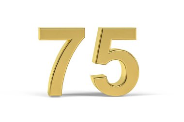 Beyaz arkaplanda 75 numaralı altın 3D görüntüleme