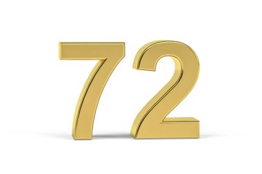 Beyaz arkaplanda izole edilmiş 72 numaralı altın 3D.