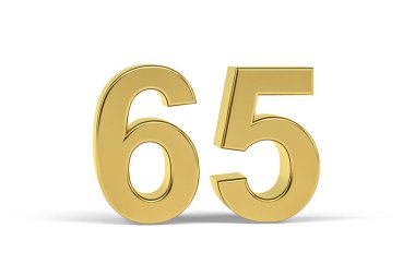 Beyaz arkaplanda 65 numaralı altın 3d - 3D görüntüleme