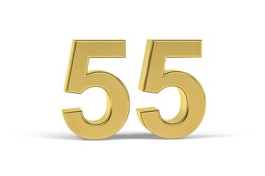 Beyaz zemin üzerinde 55 numaralı altın 3d - 3D görüntüleme