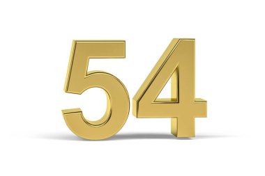 Beyaz arkaplanda 54 numaralı altın 3d izole edilmiş - 3D görüntüleme
