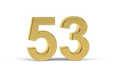 Beyaz arkaplanda 53 numaralı altın 3d - 3D görüntüleme