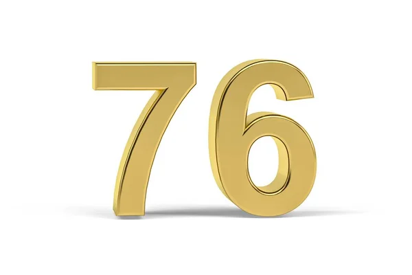 白い背景に孤立した黄金の3D番号76 3Dレンダリング — ストック写真