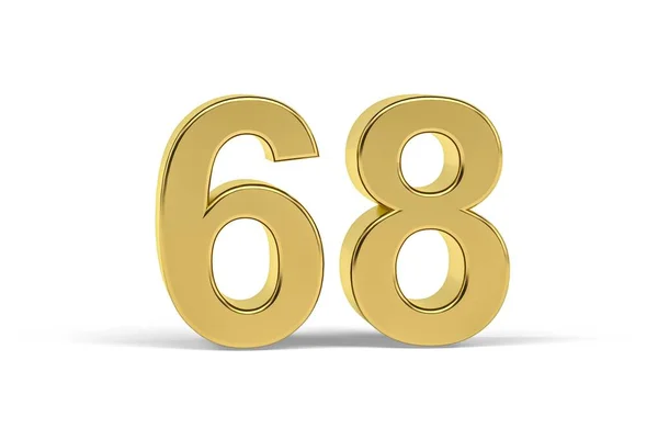 白い背景に孤立した黄金の3D番号68 3Dレンダリング — ストック写真