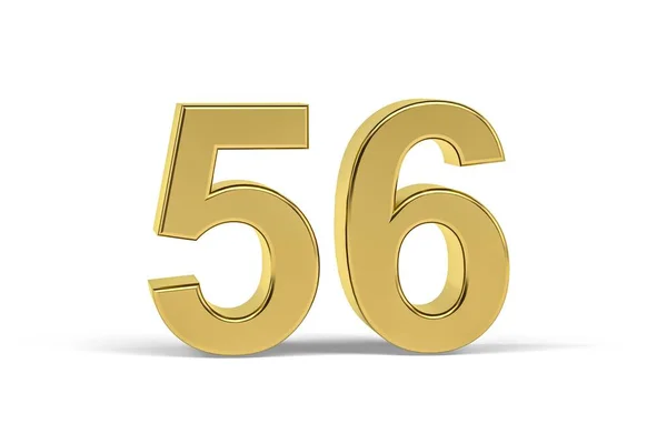 白い背景に孤立した黄金の3D番号56 3Dレンダリング — ストック写真