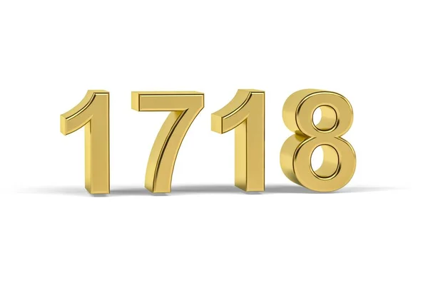 黄金の3D番号1718 白い背景に分離年1718 3Dレンダリング — ストック写真