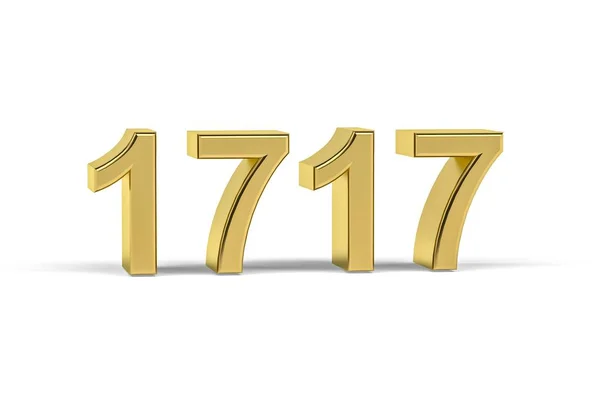 Golden Number 1717 Year 1717 Isolated White Background Render — Stock Photo, Image