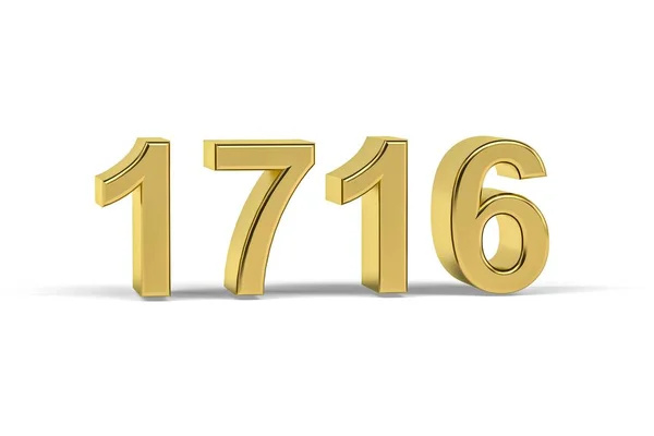 Золотое Трехмерное Число 1716 Год 1716 Изолирован Белом Фоне Трехмерное — стоковое фото