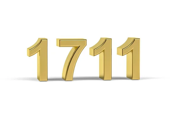 Número Dourado 1711 Ano 1711 Isolado Fundo Branco Renderização — Fotografia de Stock