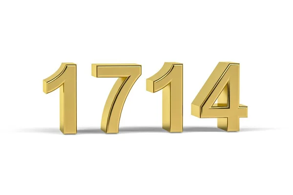 Golden Number 1714 Anno 1714 Isolato Sfondo Bianco Rendering — Foto Stock