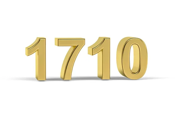 Golden Number 1710 Year 1710 Isolated White Background Render — Stock Photo, Image