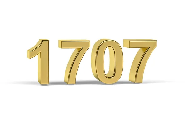 Gyllene Nummer 1707 1707 Isolerad Vit Bakgrund Render — Stockfoto