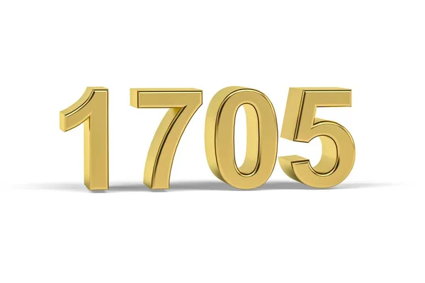 Número Dourado 1705 Ano 1705 Isolado Fundo Branco Renderização — Fotografia de Stock