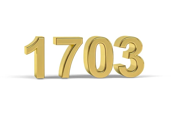 Golden Number 1703 Jaar 1703 Geïsoleerd Witte Achtergrond Render — Stockfoto