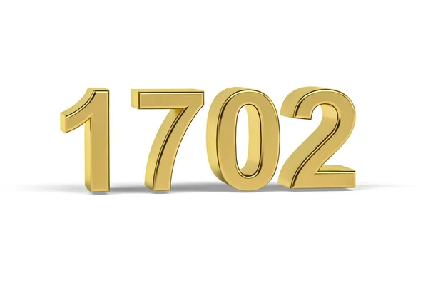 Złoty Numer 1702 Rok 1702 Odizolowany Białym Tle Renderowanie — Zdjęcie stockowe