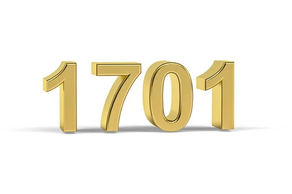 Złoty Numer 1701 Rok 1701 Odizolowany Białym Tle Renderowanie — Zdjęcie stockowe