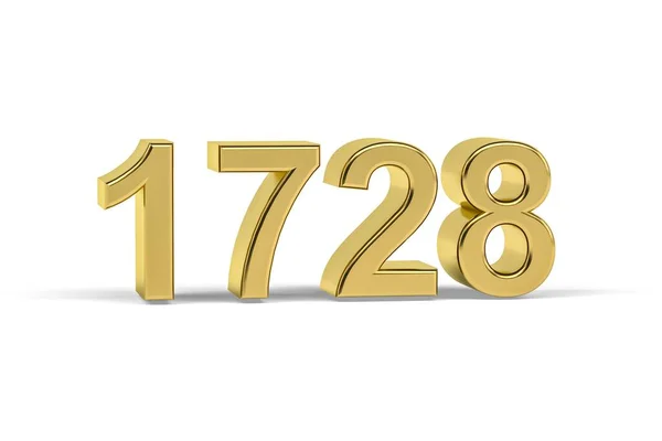 Золотое Трехмерное Число 1728 Год 1728 Изолирован Белом Фоне Трехмерное — стоковое фото