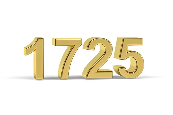 Gyllene Nummer 1725 1725 Isolerad Vit Bakgrund Render — Stockfoto