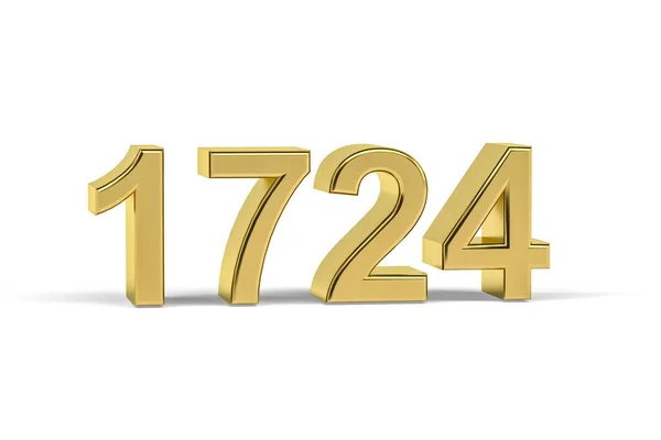 Gyllene Nummer 1724 1724 Isolerad Vit Bakgrund Render — Stockfoto