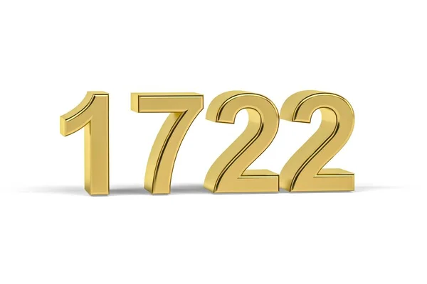 Golden Number 1722 Jaar 1722 Geïsoleerd Witte Achtergrond Render — Stockfoto