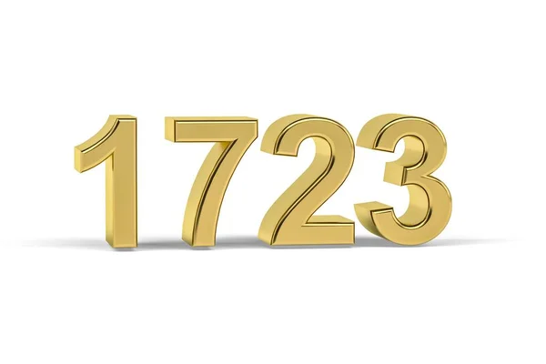 金色3D号1723 1723年因白色背景被隔离 3D渲染 — 图库照片