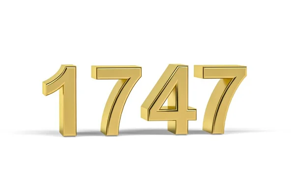 Золотий Номер 1747 Рік 1747 Ізольовано Білому Тлі Рендеринга — стокове фото