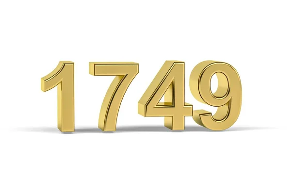 Golden Numéro 1749 1749 Isolé Sur Fond Blanc Rendu — Photo