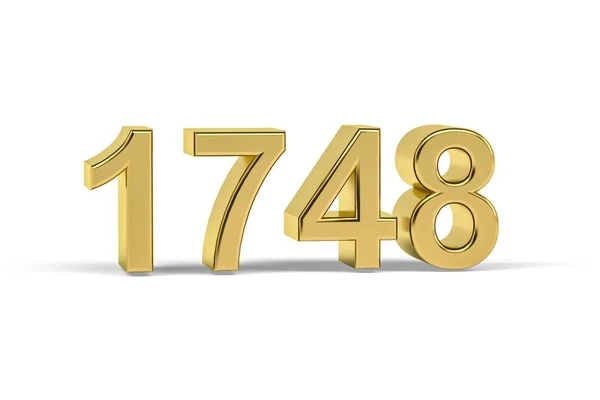 Golden Number 1748 Jaar 1748 Geïsoleerd Witte Achtergrond Render — Stockfoto