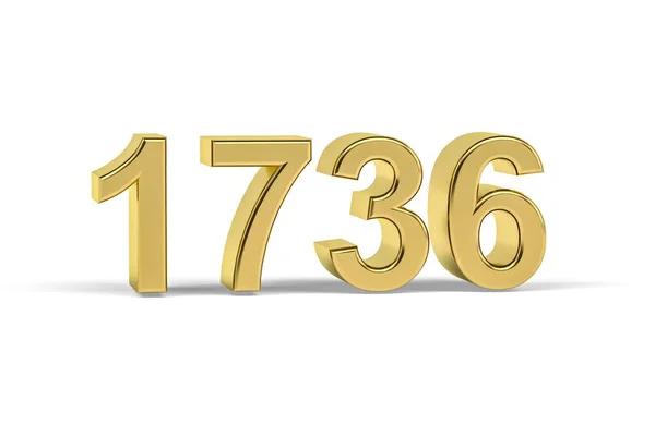 Χρυσός Αριθμός 1736 Έτος 1736 Απομονώνονται Λευκό Φόντο Καθιστούν — Φωτογραφία Αρχείου