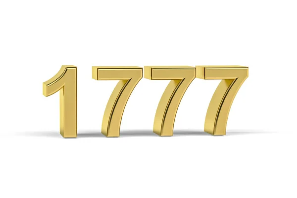 Gyllene Nummer 1777 1777 Isolerad Vit Bakgrund Render — Stockfoto