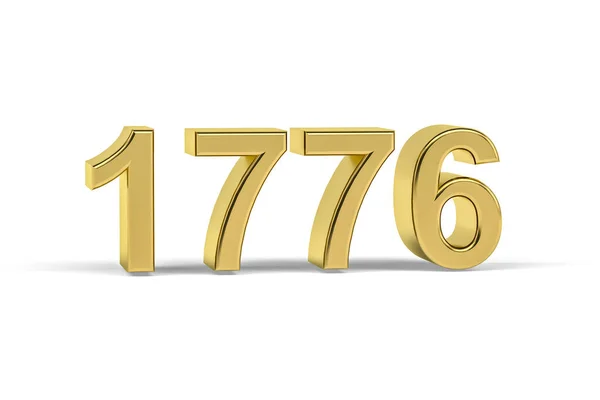 金の3D番号1776 白の背景に隔離された1776年 3Dレンダリング — ストック写真