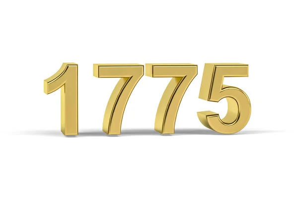 Número Dourado 1775 Ano 1775 Isolado Fundo Branco Renderização — Fotografia de Stock