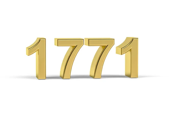 Golden Number 1771 Year 1771 Isolated White Background Render — Stock Photo, Image