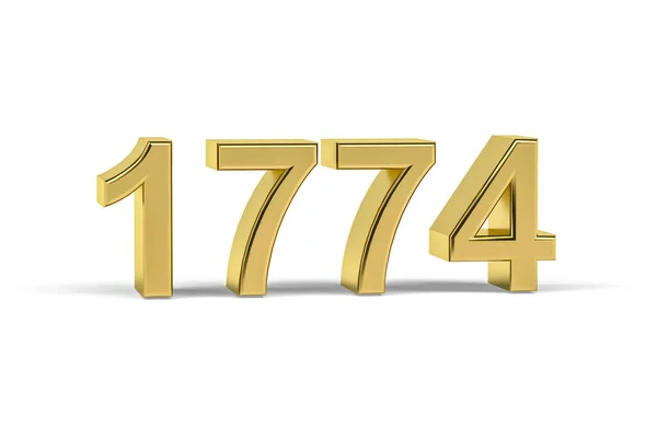 Золотое Трехмерное Число 1774 Год 1774 Изолирован Белом Фоне Трехмерное — стоковое фото