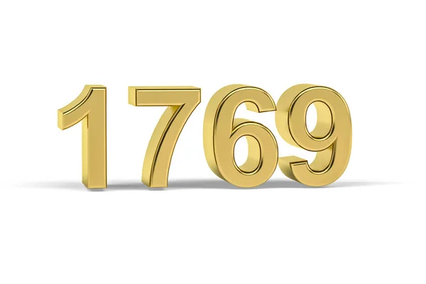 Goldene Zahl 1769 Baujahr 1769 Isoliert Auf Weißem Hintergrund Renderer — Stockfoto