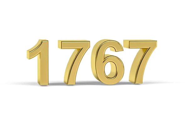 Золотое Трехмерное Число 1767 Год 1767 Изолирован Белом Фоне Трехмерное — стоковое фото