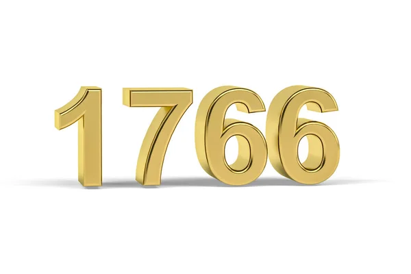Goldene Zahl 1766 Baujahr 1766 Isoliert Auf Weißem Hintergrund Renderer — Stockfoto