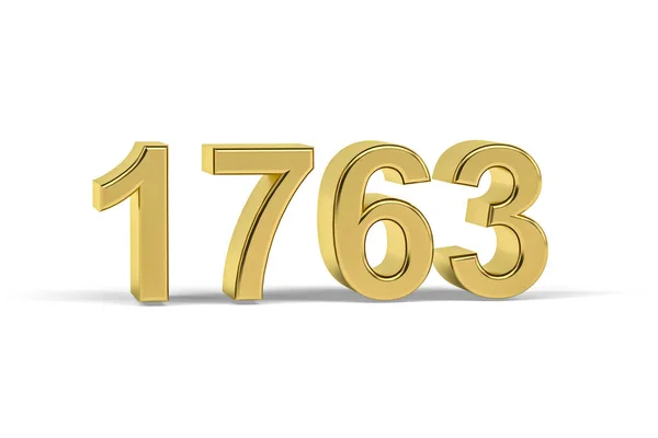 Golden Number 1763 Jaar 1763 Geïsoleerd Witte Achtergrond Render — Stockfoto