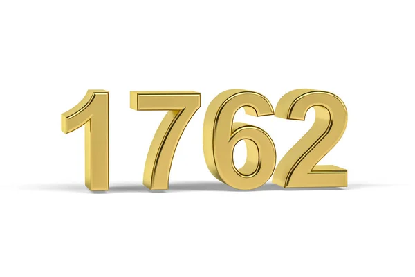 Золотое Трехмерное Число 1762 Год 1762 Изолирован Белом Фоне Трехмерное — стоковое фото