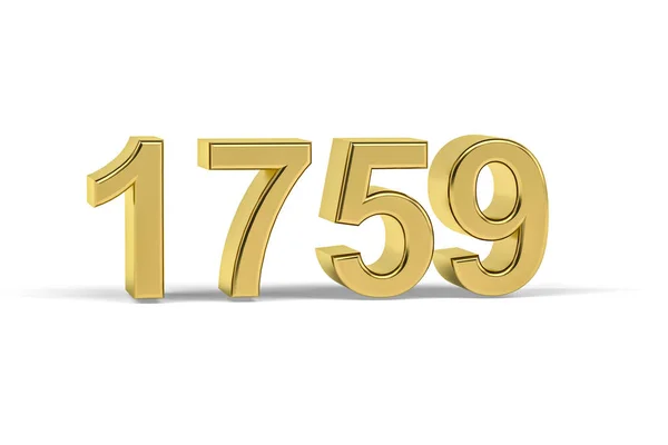 Золотий Номер 1759 Рік 1759 Рік Ізольовано Білому Тлі Рендеринга — стокове фото